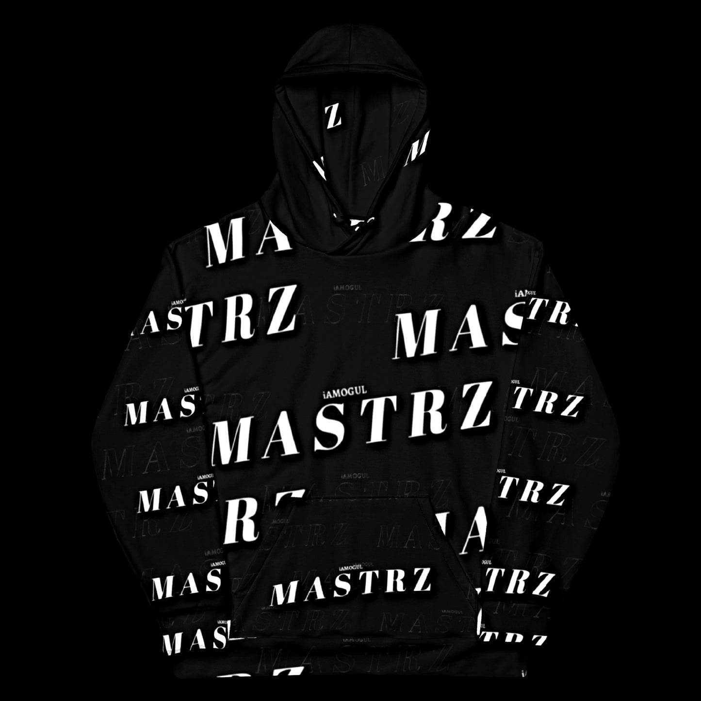MASTRZ ALLOVER PRINT HOODIE (PITCH BLACK)