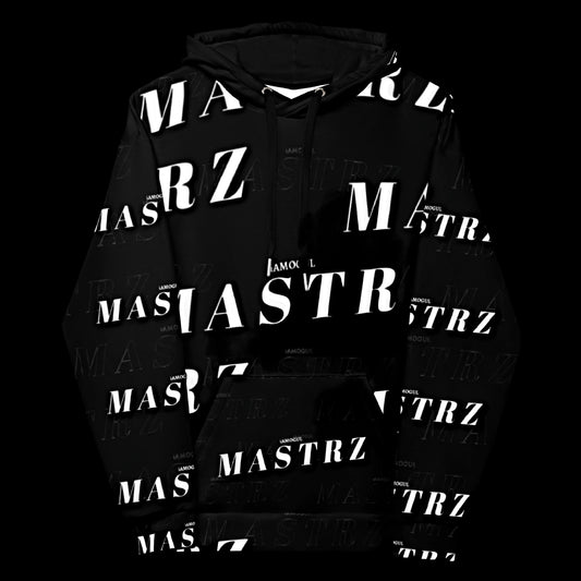 MASTRZ ALLOVER PRINT HOODIE (PITCH BLACK)